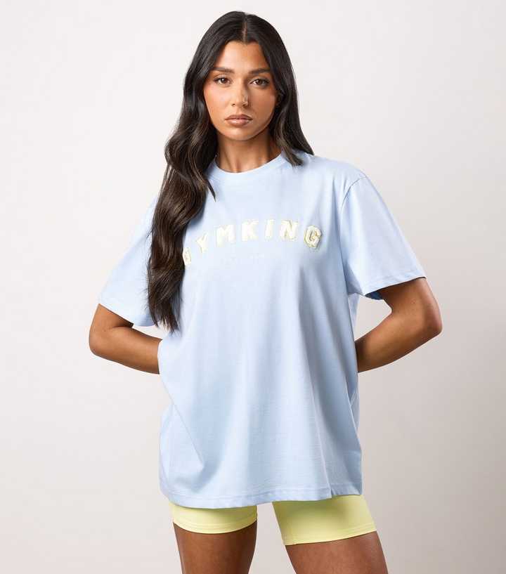 Gym King Light Blue Logo Appliqued T-Shirt