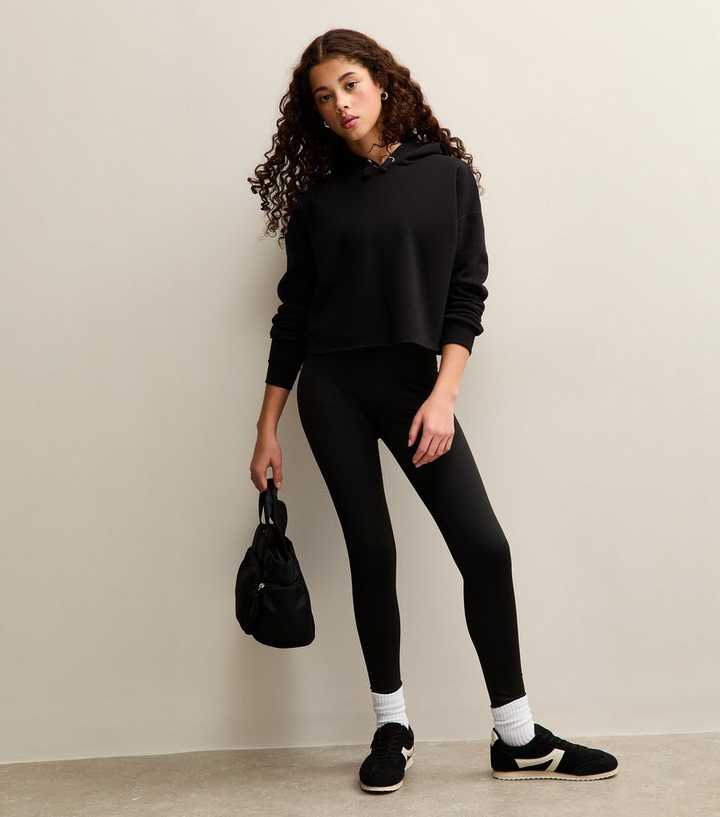 Girls Black Waistband Leggings