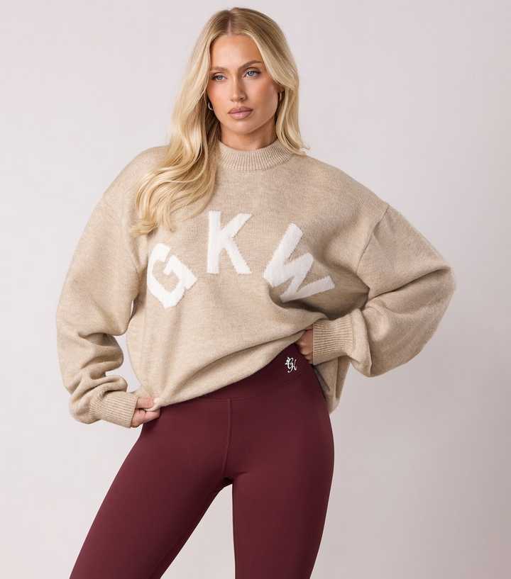 Gym King Oatmeal Logo Crew Neck Jumper