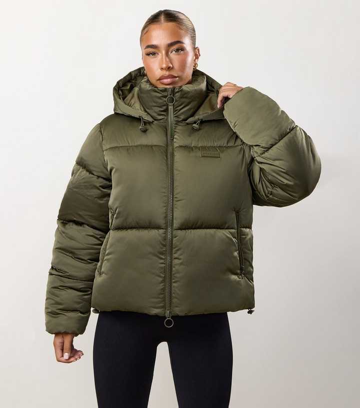 Gym King Khaki Cropped Padded Jacket