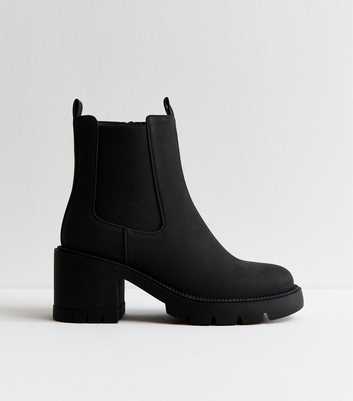 Wide Fit Black Faux Suede Ankle Chelsea Boots