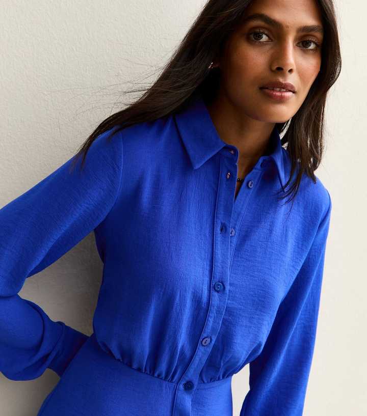 Bright Blue Collared Mini Skater Dress | New Look Bright Blue Collared Mini Skater Dress | New Look