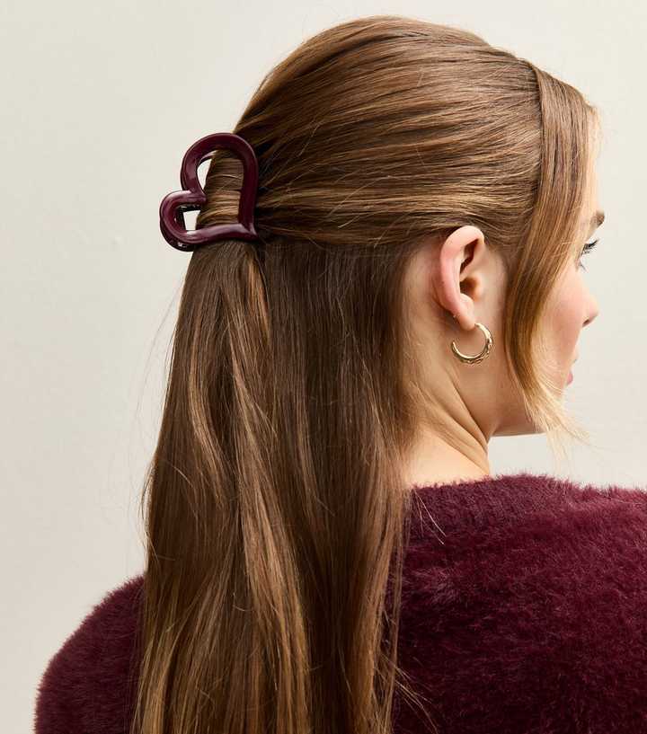 Burgundy Heart Hair Clip