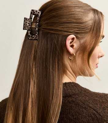 Brown Leopard Print Rectangular Hair Clip