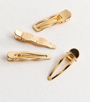 Pack of 4 Gold Abstract Hair Clips