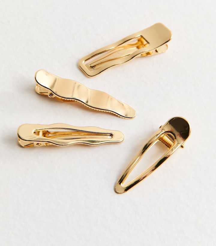 Pack of 4 Gold Abstract Hair Clips