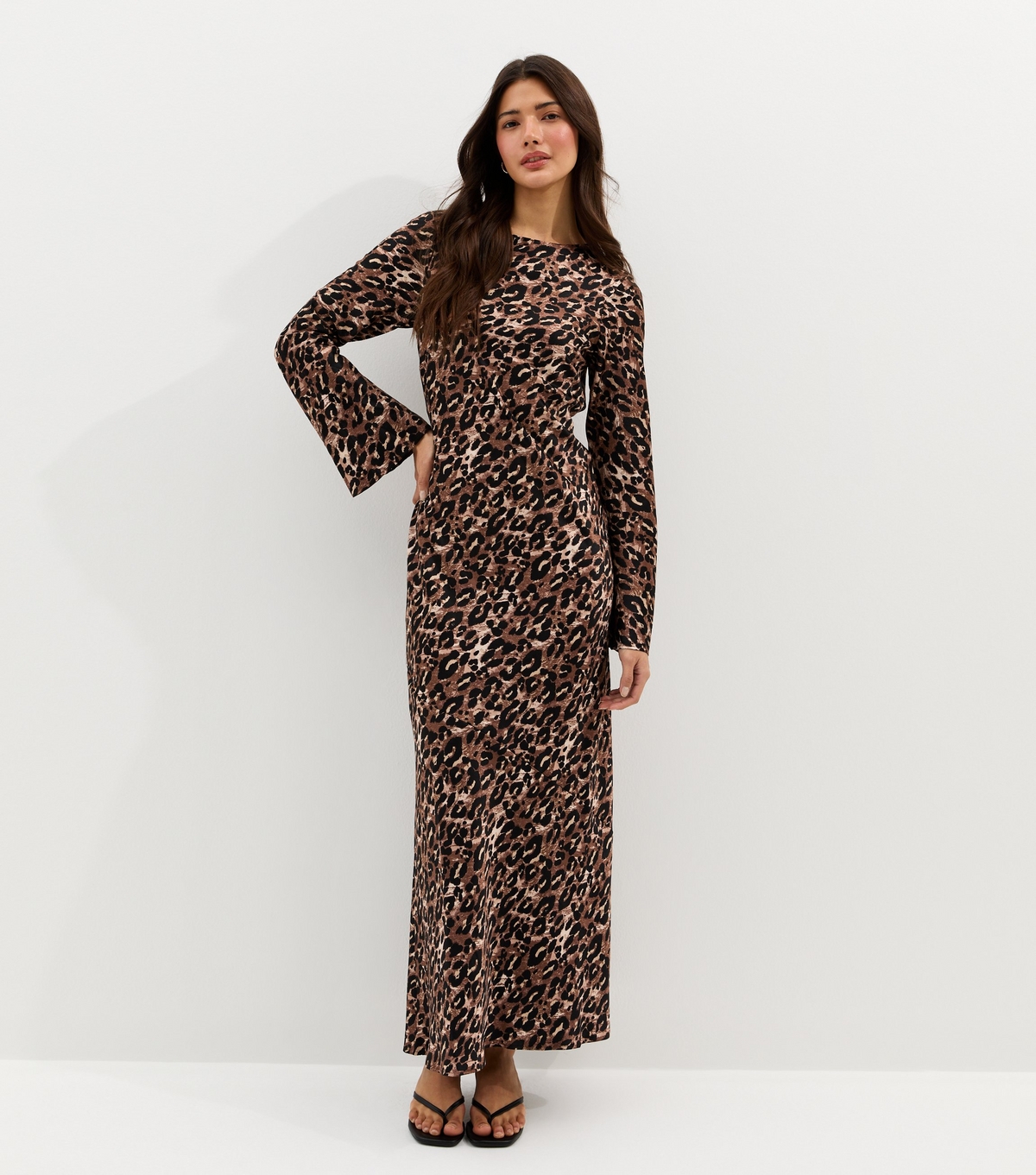 Women's Brown Animal Print Satin Cowl Back Maxi Dress New Look