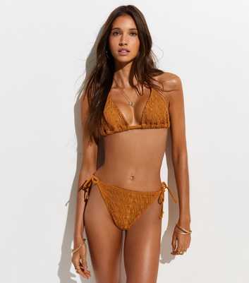 Dark Yellow Crochet Triangle Bikini Top