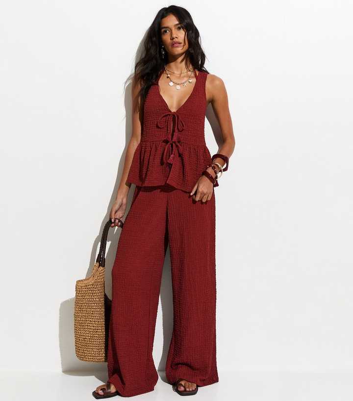 Rust Textured Jersey Beach Trouser