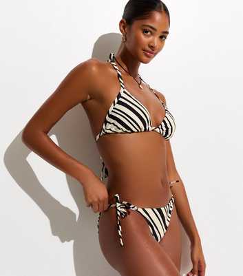 Black and White Striped Side Tie Bikini Bottoms