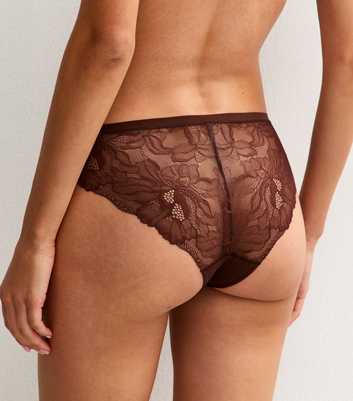 Dark Brown No VPL Lace Back Brazilian Briefs