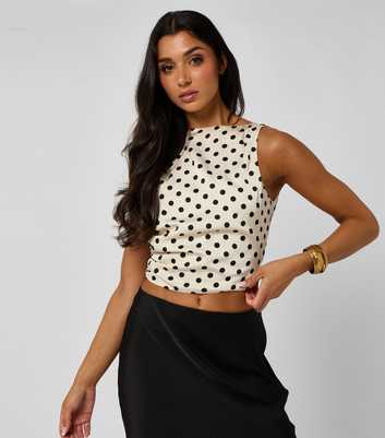 Urban Bliss White Polka Dot Tie Back Top