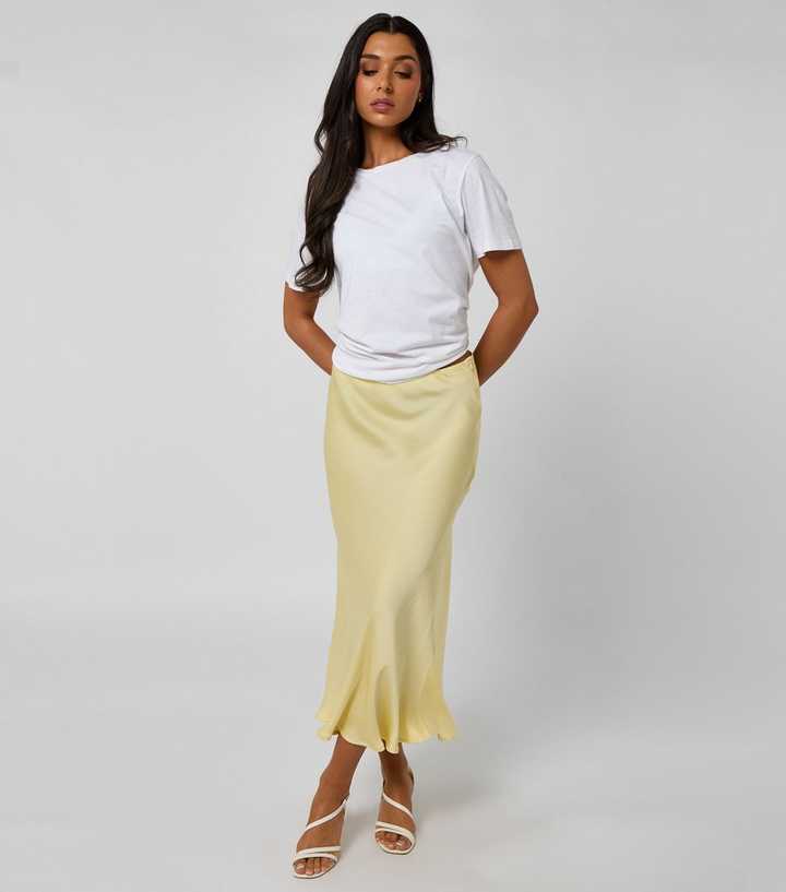 Urban Bliss Yellow Textured Midi Skirt 