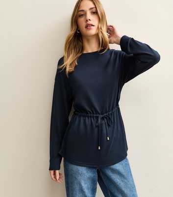 Navy Soft Touch Tie Waist Top