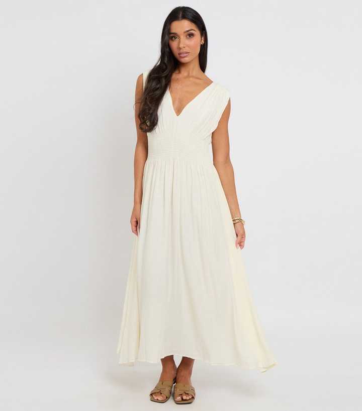 Urban Bliss Cream Elasticated Waist Maxi Dress New Look