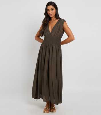 Urban Bliss Khaki Elasticated Waist Maxi Dress