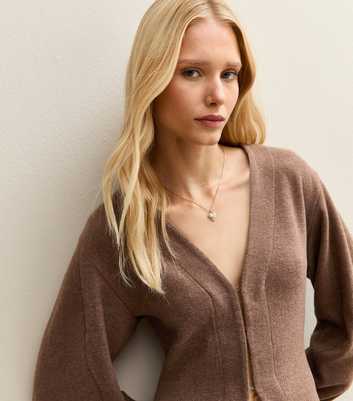 Brown Soft Touch V Neck Cardigan