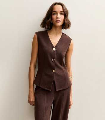 Dark Brown Soft Touch V-Neck Waistcoat