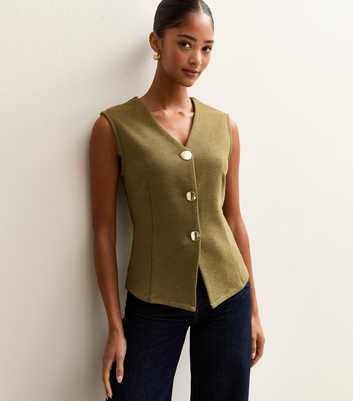 Mid Green Soft Touch V-Neck Waistcoat