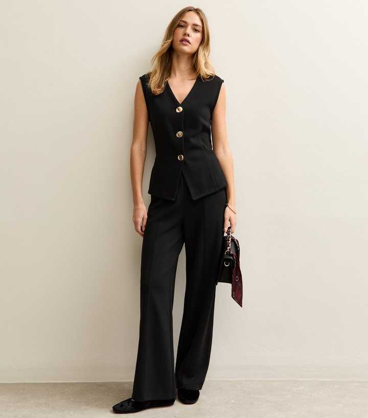Black Soft Touch Seam Detail Trousers