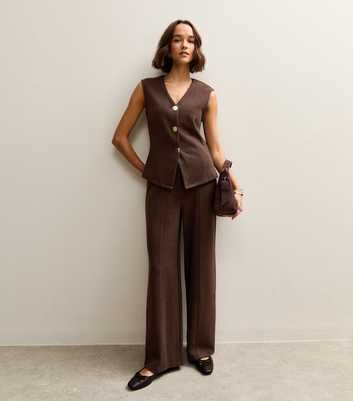 Dark Brown Soft Touch Seam Detail Trousers