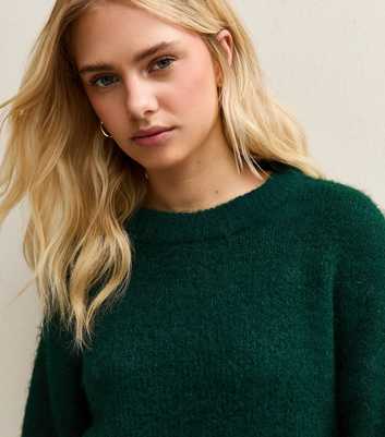 Sunshine Soul Dark Green Crew Neck Cropped Jumper