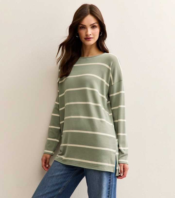 Tall Soft Touch Stripe Print Long Sleeve Top
