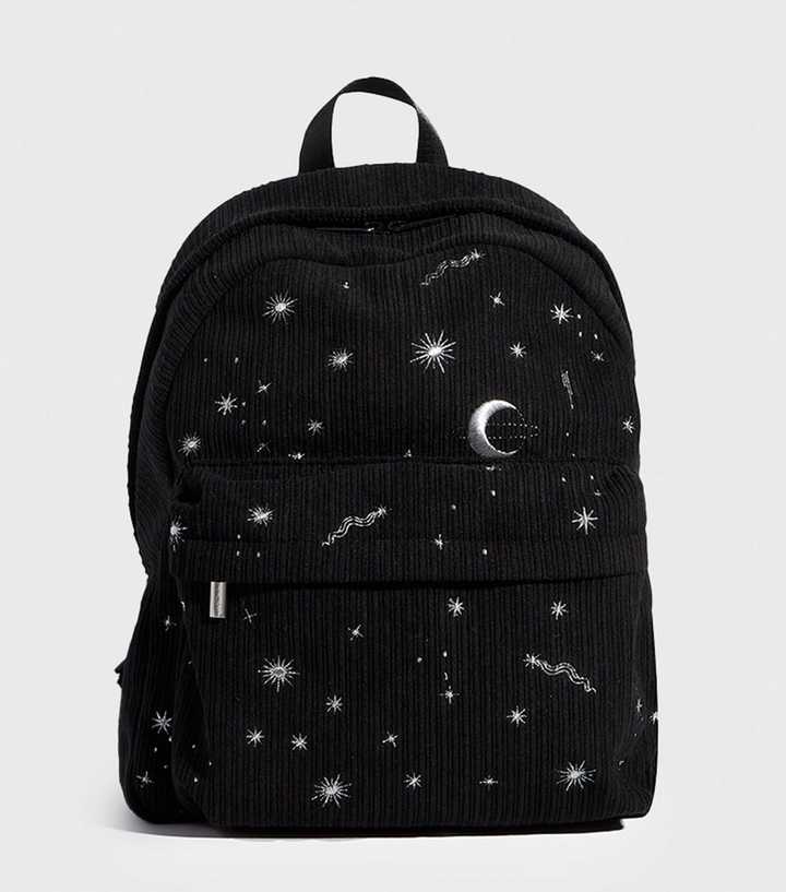 Skinnydip Black Celestial Embroidered Corduroy Backpack