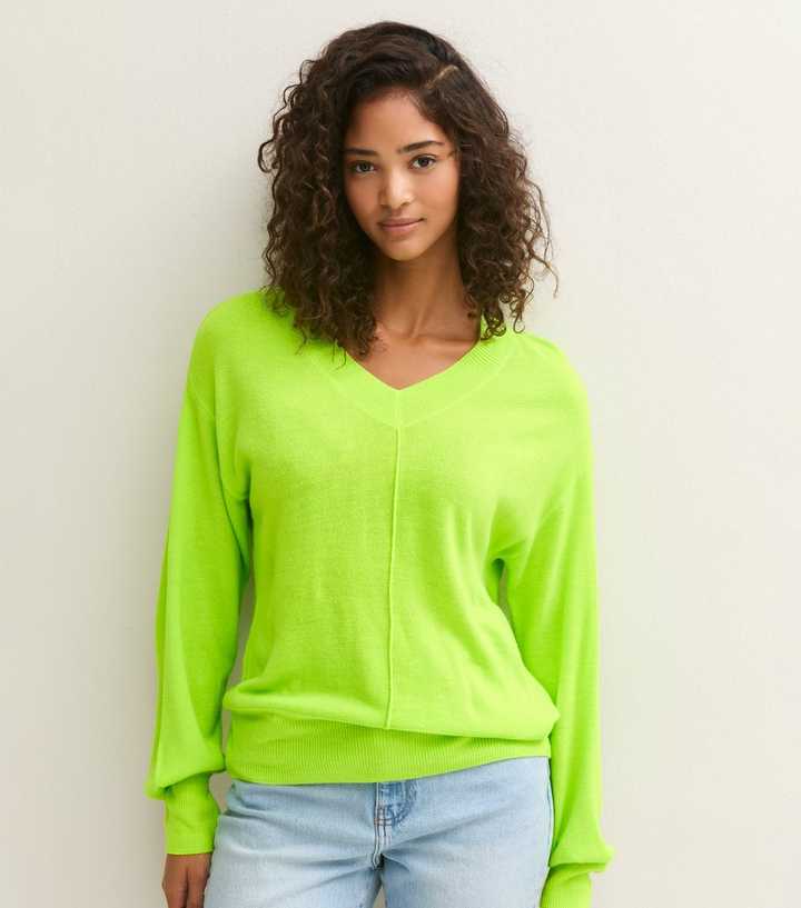 Sunshine Soul Bright Green V-Neck Jumper