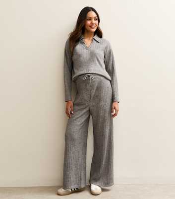 Maternity Mid Grey Soft Touch Wide Leg Trousers