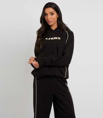 Urban Bliss Black Piped Graphic Hoodie