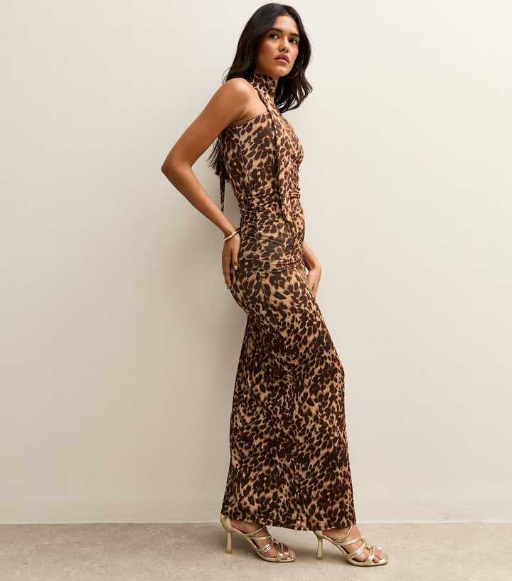sachin and babi light blue dress Annie Animal Print Midi Dress Brown | Evening Dresses