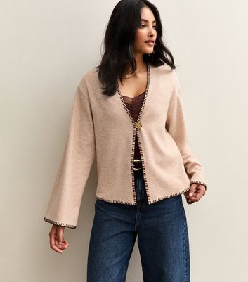 Brown Soft Touch Single Button Cardigan New Look