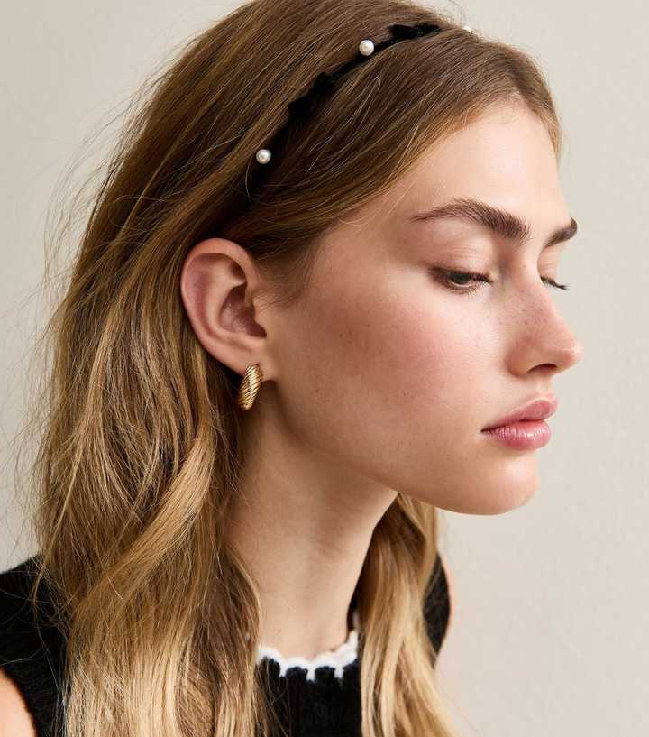 Black Faux Bow Pearl Headband