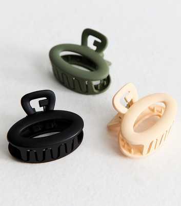 Pack Of 3 Multicolour Mini Matte Oval Bulldog Hair Clips