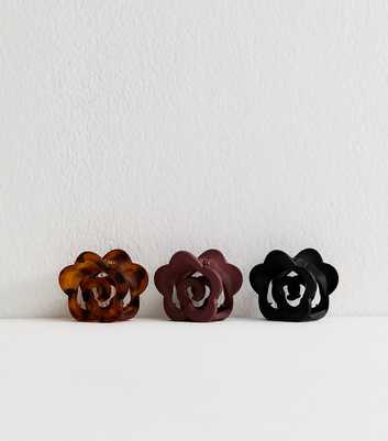 Pack Of 3 Multicoloured Rose Mini Hair Clips