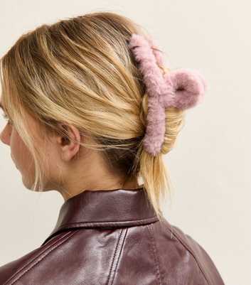 Pink Faux Fur Hair Clip