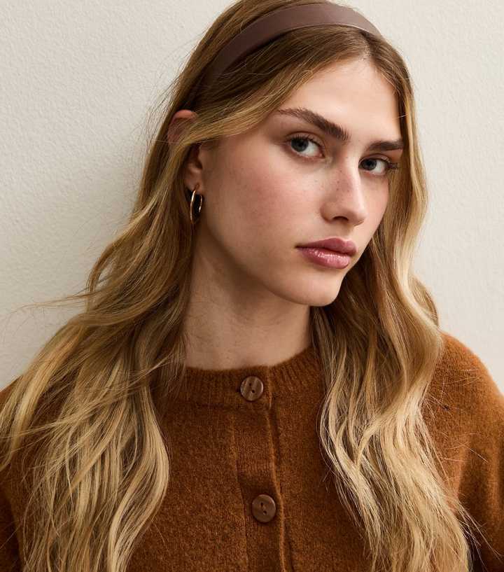 Brown Faux Leather Headband 
