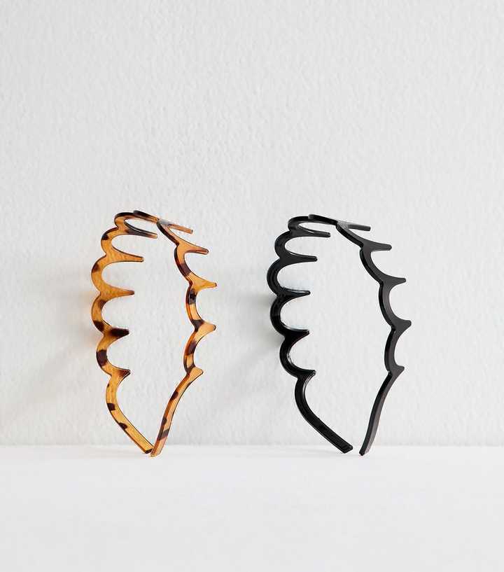 Pack of 2 Tortoiseshell and Black Large Toothcomb Headbands