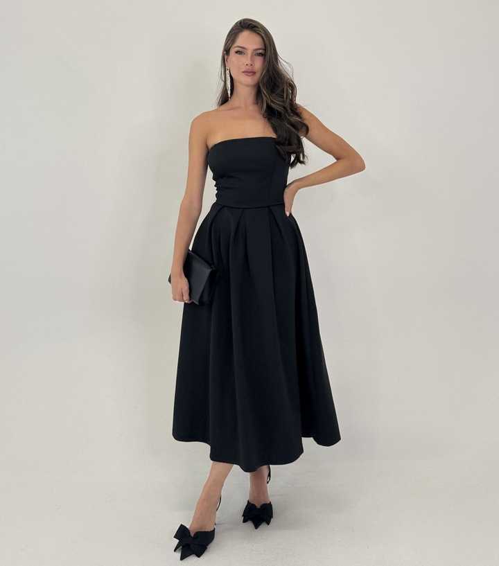 AX Paris Black Strapless Midi Dress