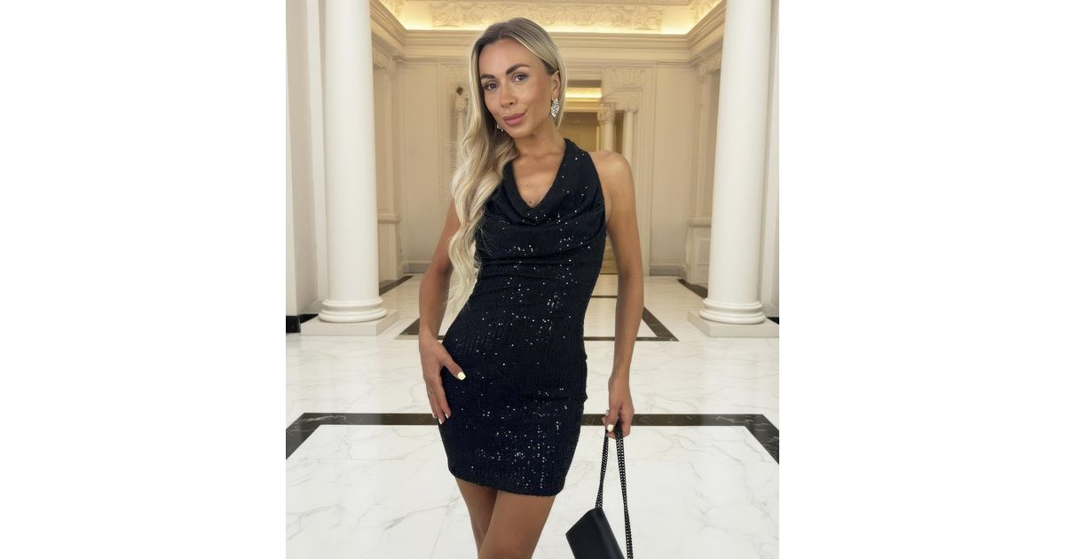 AX Paris Black Cowl Neck Slip Mini Dress New Look