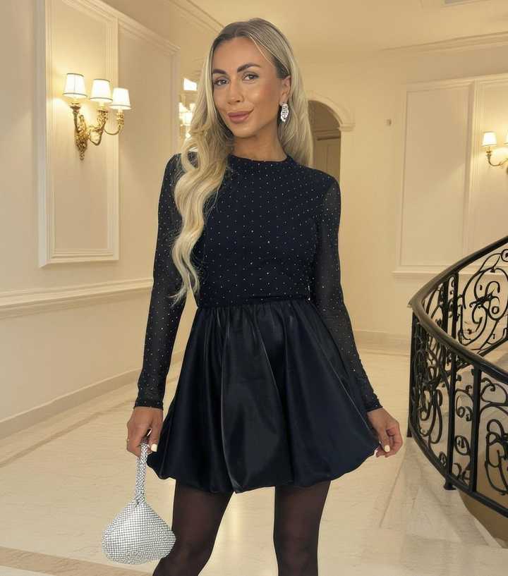 chinese dress ladies Black Lace Contrast Ruched Front Bodycon Midi Dress  AX Paris