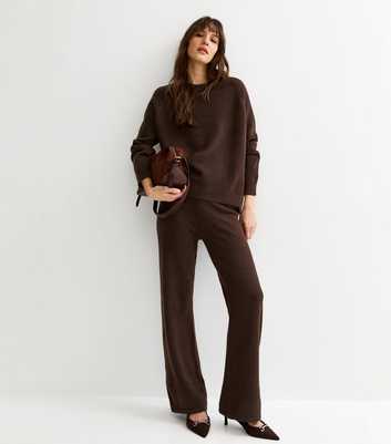 Tall Dark Brown Midweight Knitted Trousers