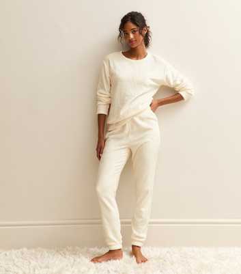 Off White Fluffy Tapered Lounge Trousers