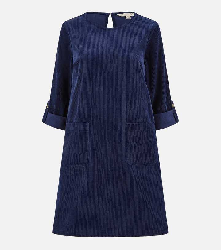Yumi Navy Corduroy A-Line Mini Dress