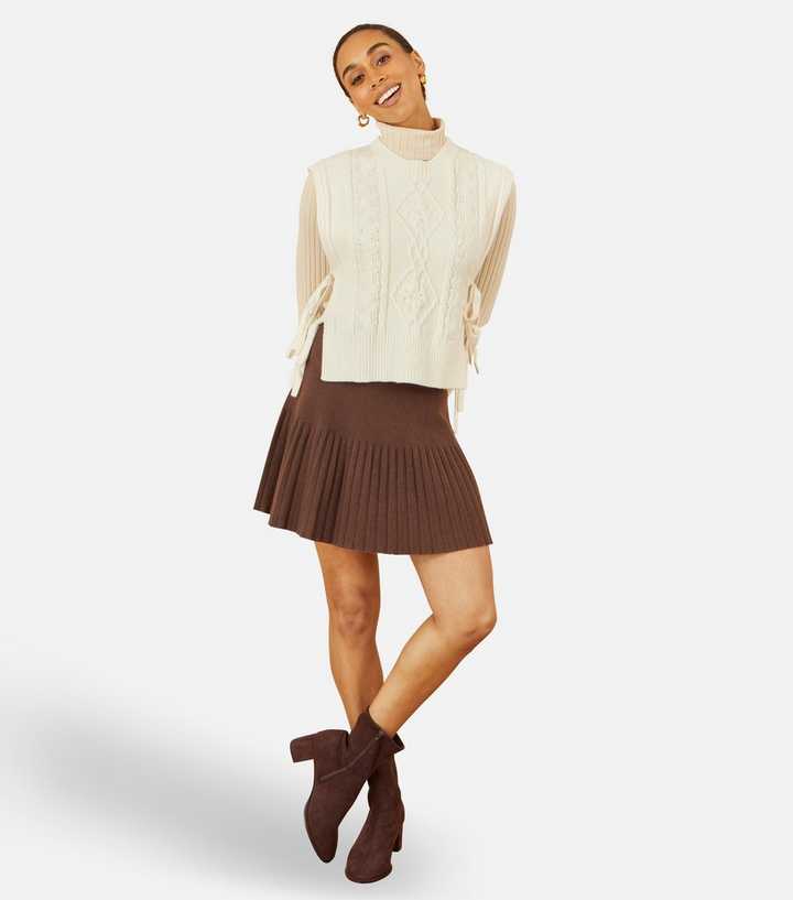Yumi Brown Knitted Skirt