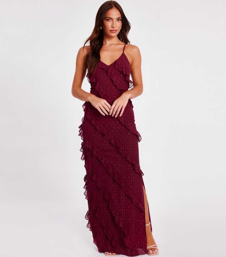 chinese dress ladies Quiz red lace dipped hem top  The Frockery