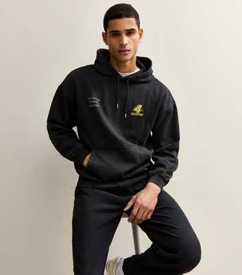 Only & Sons Black Relaxed Athletic Logo Hoodie