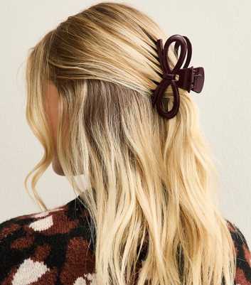 Burgundy Shiny Bow Hair Clip
