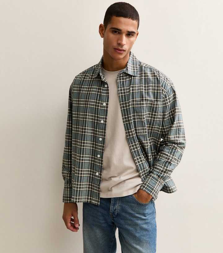 Only & Sons Blue Relaxed Long Sleeve Checked Shirt